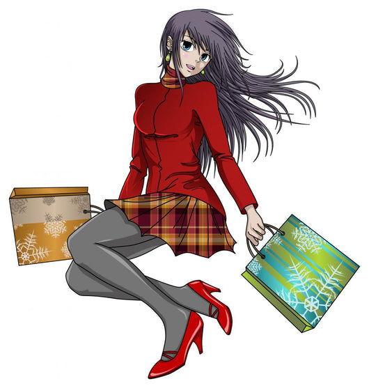 Shopping Girl in Christmas - Anime Style Wall Decal