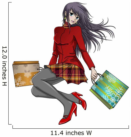 Shopping Girl in Christmas - Anime Style Wall Decal