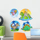 Four Cartoon Dinosaurs Wall Decal