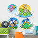 Four Cartoon Dinosaurs Wall Decal