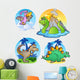 Four Cartoon Dinosaurs Wall Decal