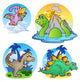 Four Cartoon Dinosaurs Wall Decal