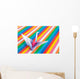 An origami bird on a colorful stripes background. Wall Mural