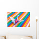 An origami bird on a colorful stripes background. Wall Mural