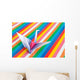 An origami bird on a colorful stripes background. Wall Mural