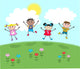 Happy Jumping Mixed Kids Wall Mural