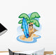 Palm Tree and Surfboard Wall Decal