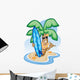 Palm Tree and Surfboard Wall Decal