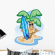 Palm Tree and Surfboard Wall Decal