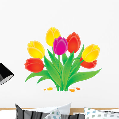 Blossoming Tulips Wall Decal shown on a wall