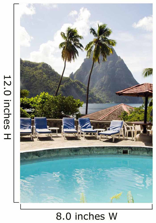 swimming pool view of piton mountains  Caribbean Sea Soufriere S Wall Mural