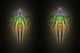 Woman and man silhouette with aura, chakras, energy Wall Mural
