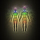 Woman and man silhouette with aura, chakras, energy Wall Mural