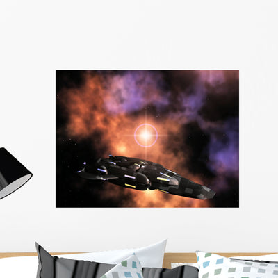 Spaceship shown on a wall