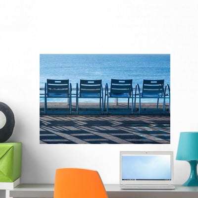 Blue Chairs Nice Wall Decal shown on a wall