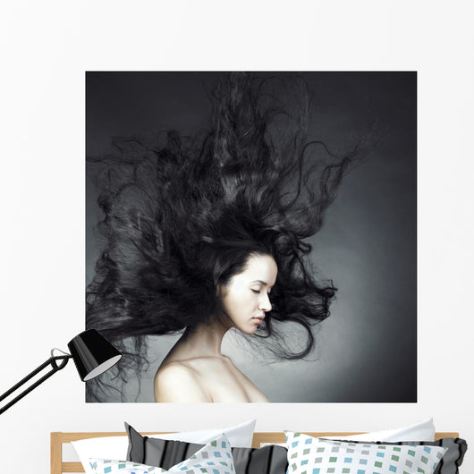 Beautiful woman with magnificent hair Wall Mural