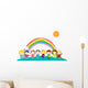 Cartoon Children and Rainbow Wall Mural