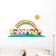 Cartoon Children and Rainbow Wall Mural