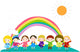 Cartoon Children and Rainbow Wall Mural