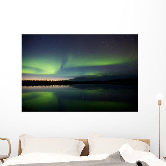 Aurora Borealis Over a Lake Wall Mural