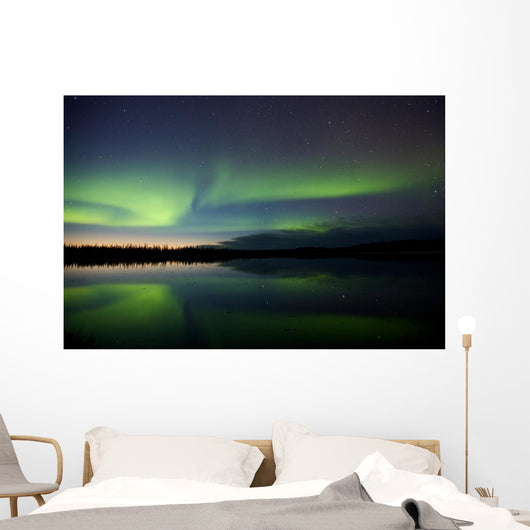 Aurora Borealis Over a Lake Wall Mural