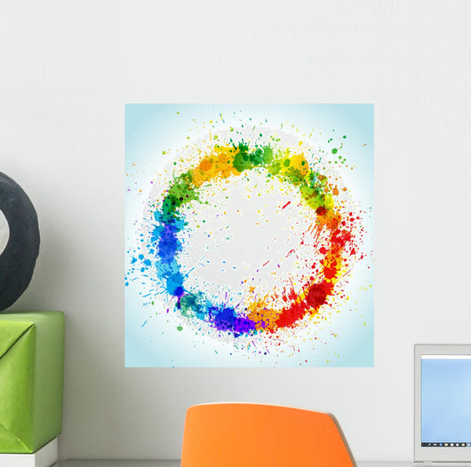 Color paint splashes round background Wall Mural