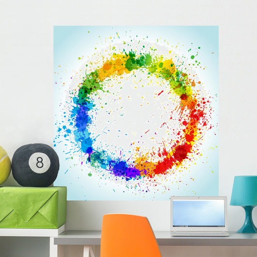 Color paint splashes round background Wall Mural