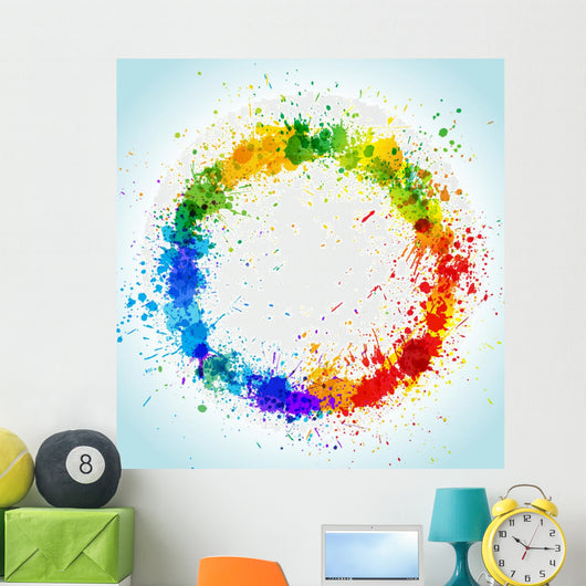 Color paint splashes round background Wall Mural