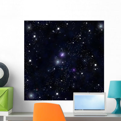 Stars Space Wall Mural shown on a wall
