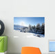 Blue sky over snowy white mountains Wall Mural