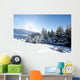 Blue sky over snowy white mountains Wall Mural