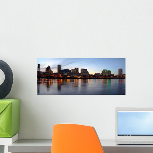 Portland Oregon Panorama at Dusk Wall Mural