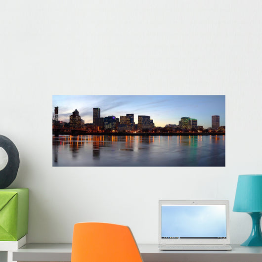 Portland Oregon Panorama at Dusk Wall Mural