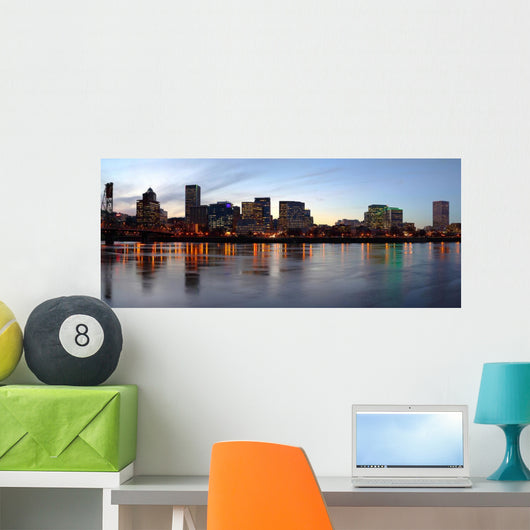 Portland Oregon Panorama at Dusk Wall Mural