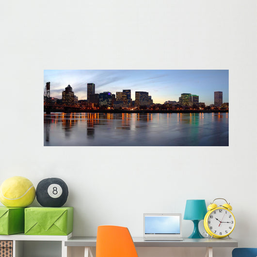 Portland Oregon Panorama at Dusk Wall Mural