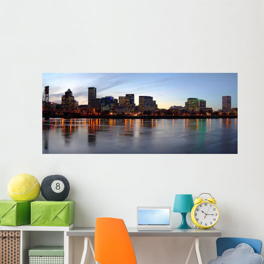 Portland Oregon Panorama at Dusk Wall Mural