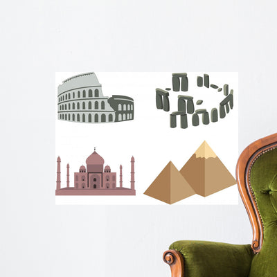 Famous World Landmarks shown on a wall