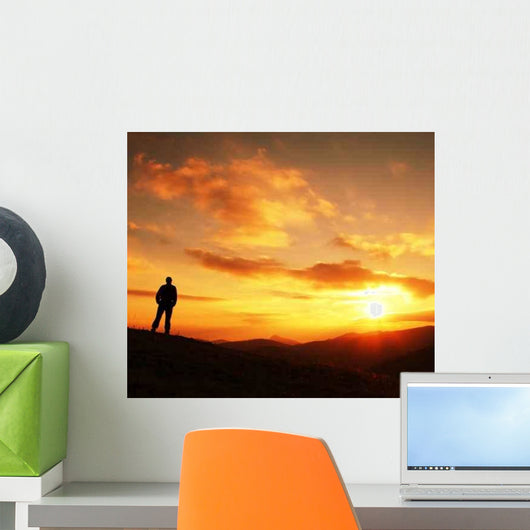 Man Silhouette Sunset Wall Decal Design 1
