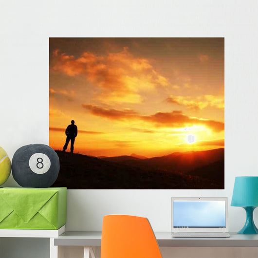 Man Silhouette Sunset Wall Decal Design 1
