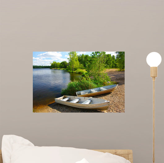 Small Boats on Shore Wall Mural