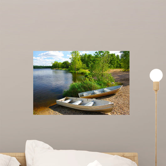 Small Boats on Shore Wall Mural