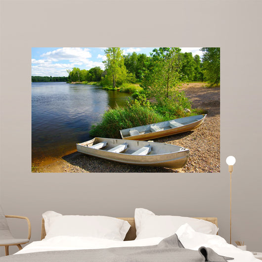 Small Boats on Shore Wall Mural