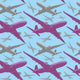 Seamless Pattern Colored Airliners