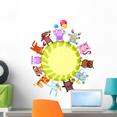 Cute Animals shown on a wall