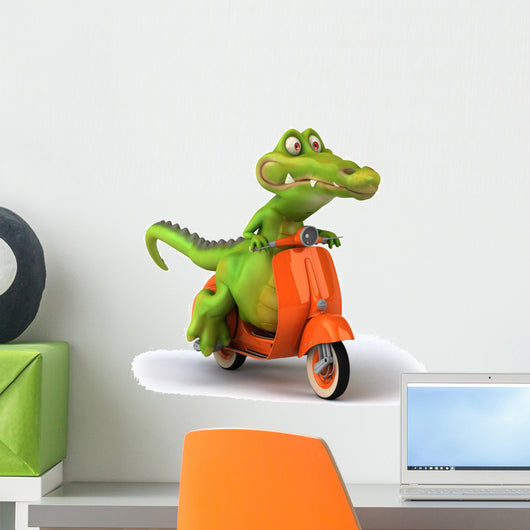 Crocodile and Scooter Wall Decal