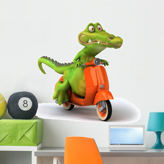 Crocodile and Scooter Wall Decal