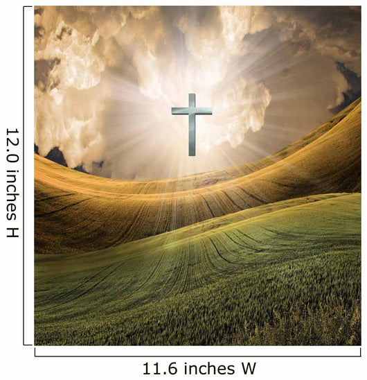 Cross Radiates Light in Sky Wall Mural