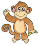 Waving Monkey With Banana Wall Decal