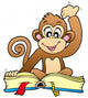 Cute Monkey Reading Book Wall Decal