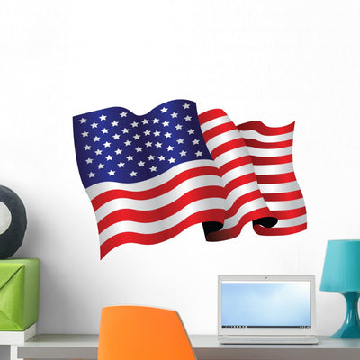 American Flag Wall Decal shown on a wall